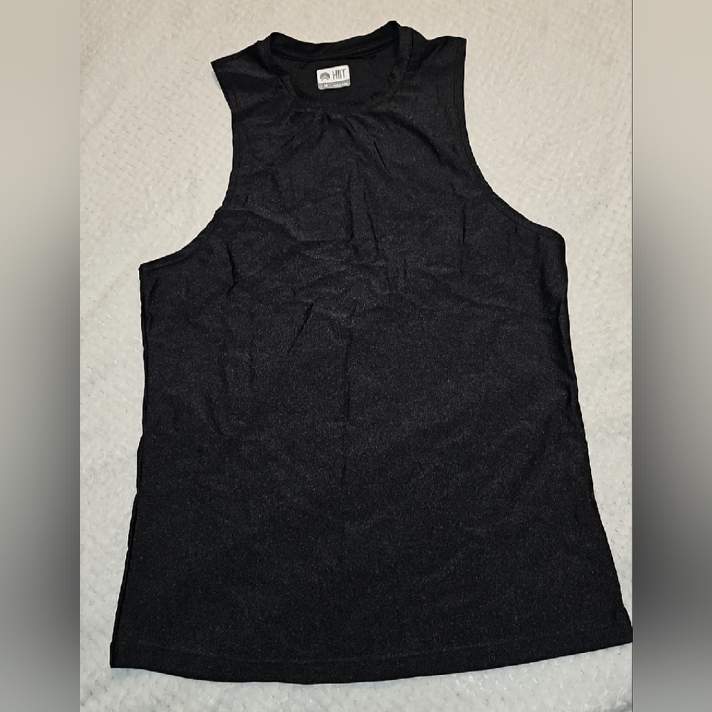 Black Muscle Tee Crew Neck Sleeveless